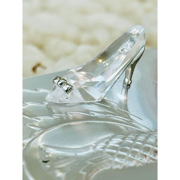 Swarovski Crystal Cinderella Glass Slipper Figurine Minim 1" Silver Heel & Bow - Picture 1 of 11